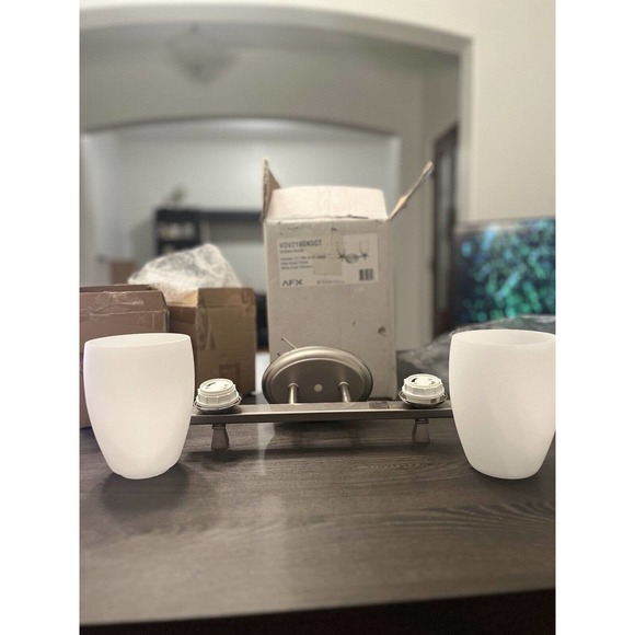 Vanity Light Fixture with 2 Lights-Satin Nickel Finish - Picture 5 of 7